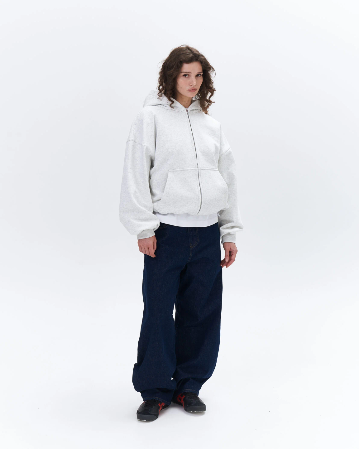 boxy zip hoodie «light melange»