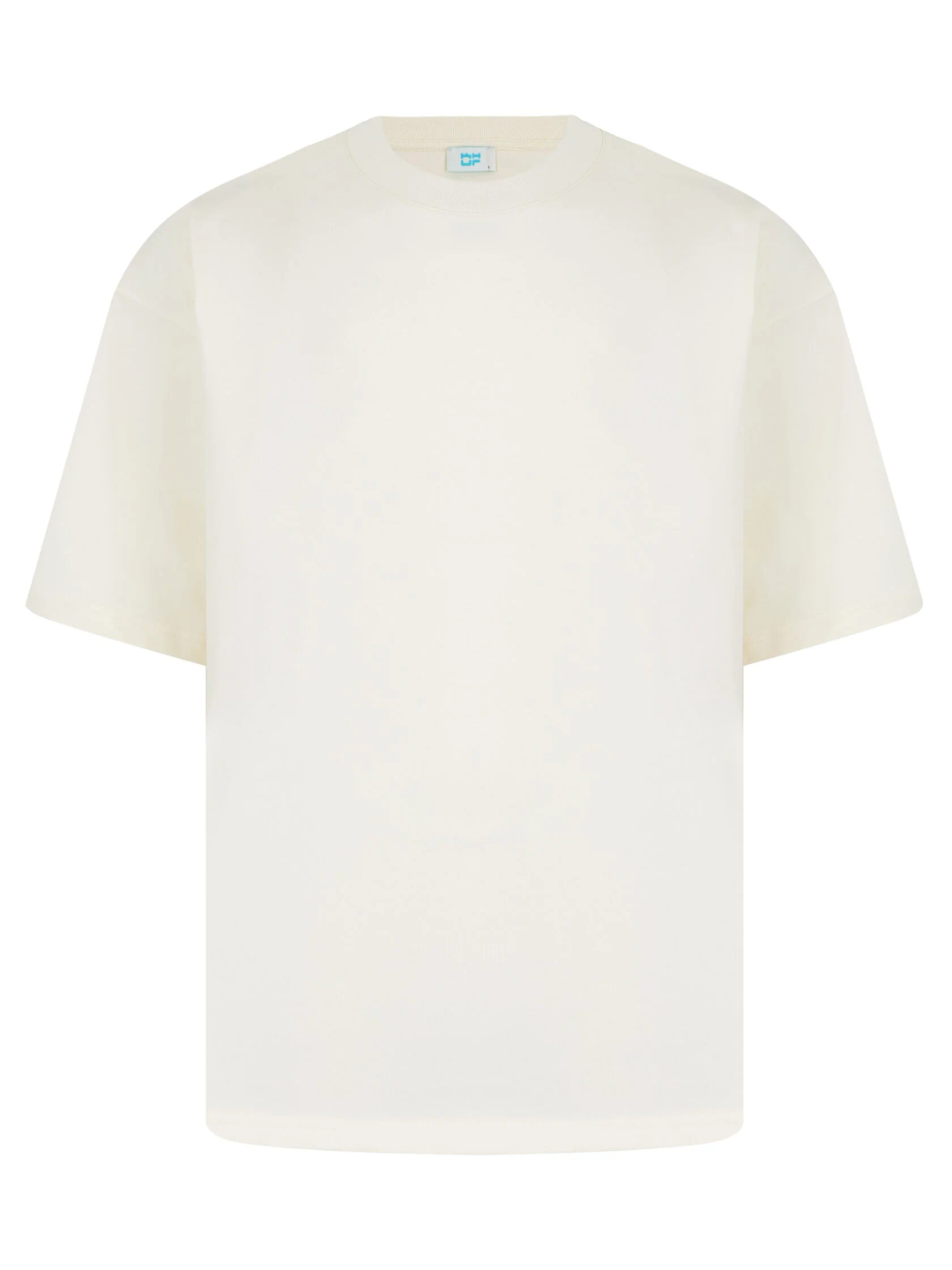 Футболка oversize молочная с завышенным воротом