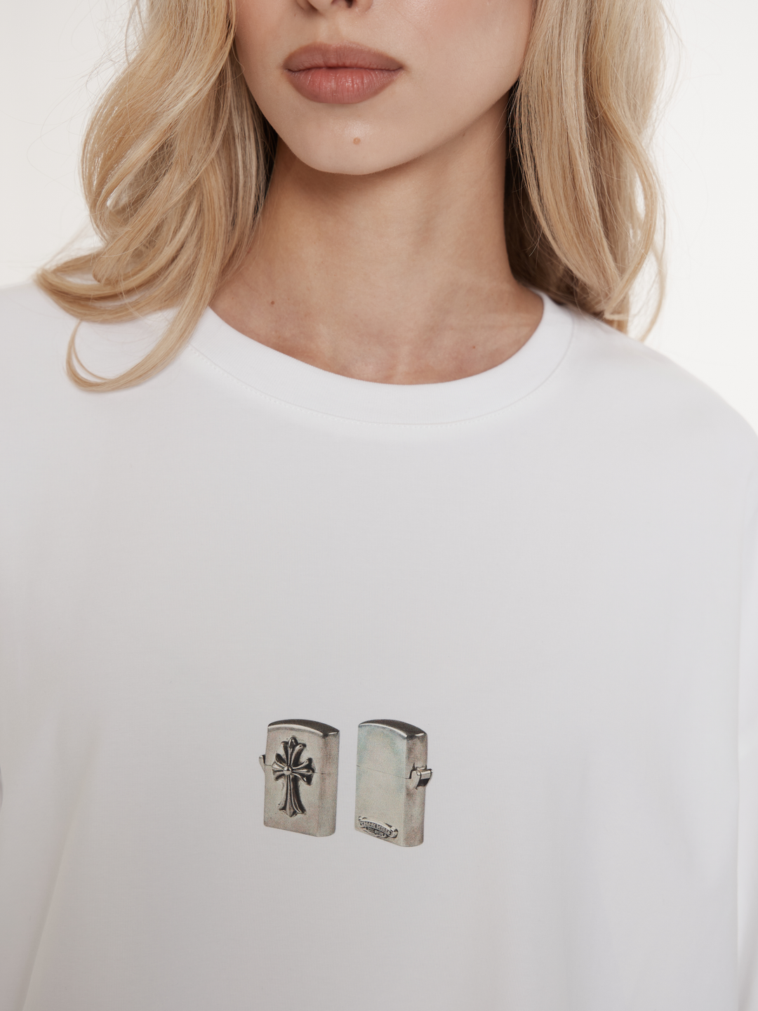 Футболка белая oversize с принтом «Lighter»