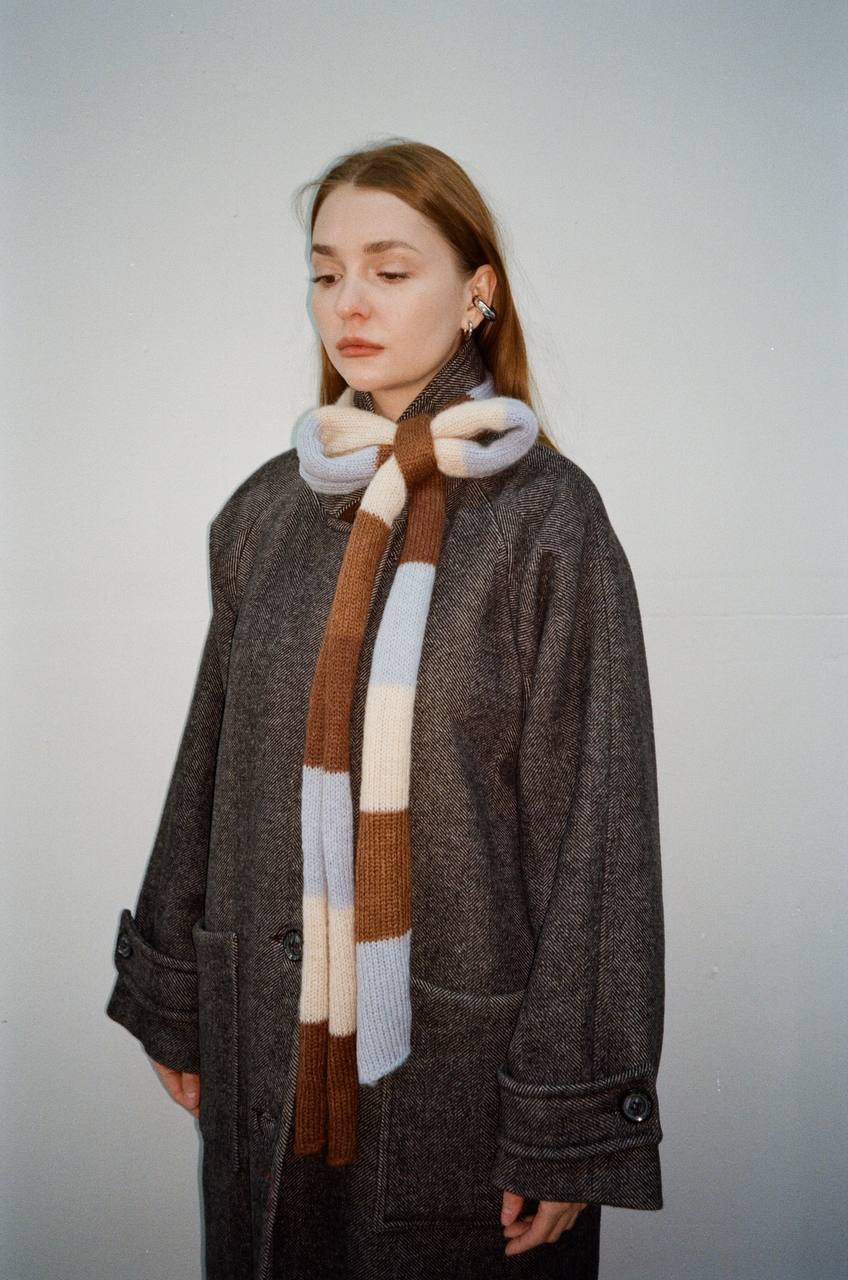 Шарф Snake kid mohair blue and brown new
