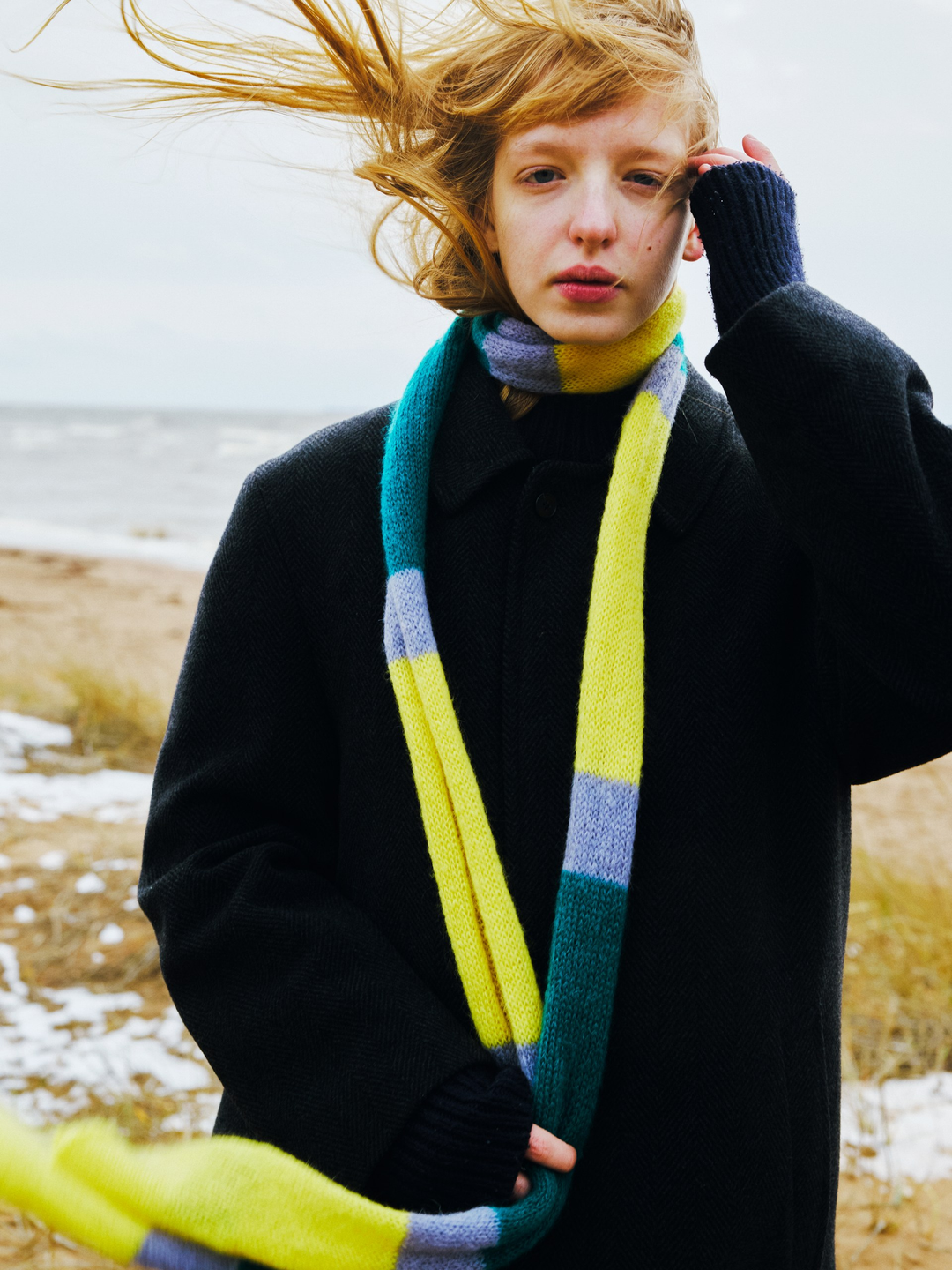 Шарф Snake kid mohair Yellow and Green