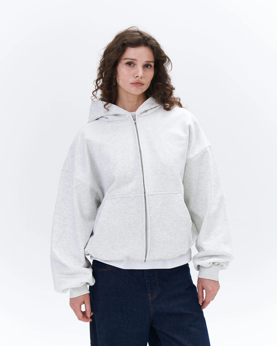 boxy zip hoodie «light melange»