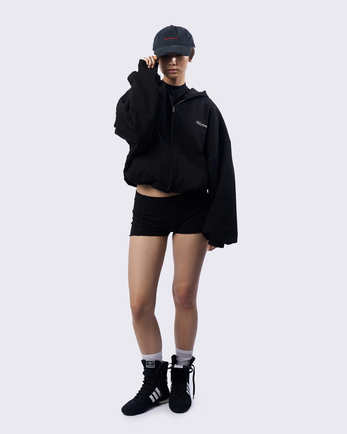 boxy zip hoodie «deep black»