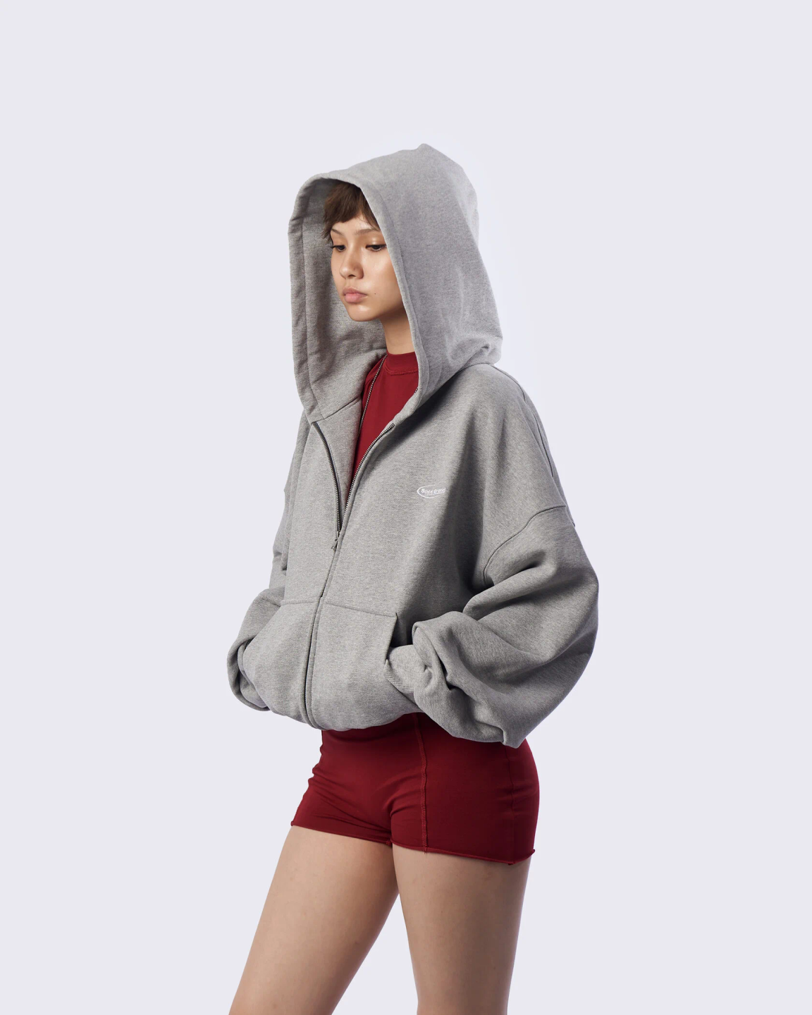 boxy zip hoodie «warm melange»