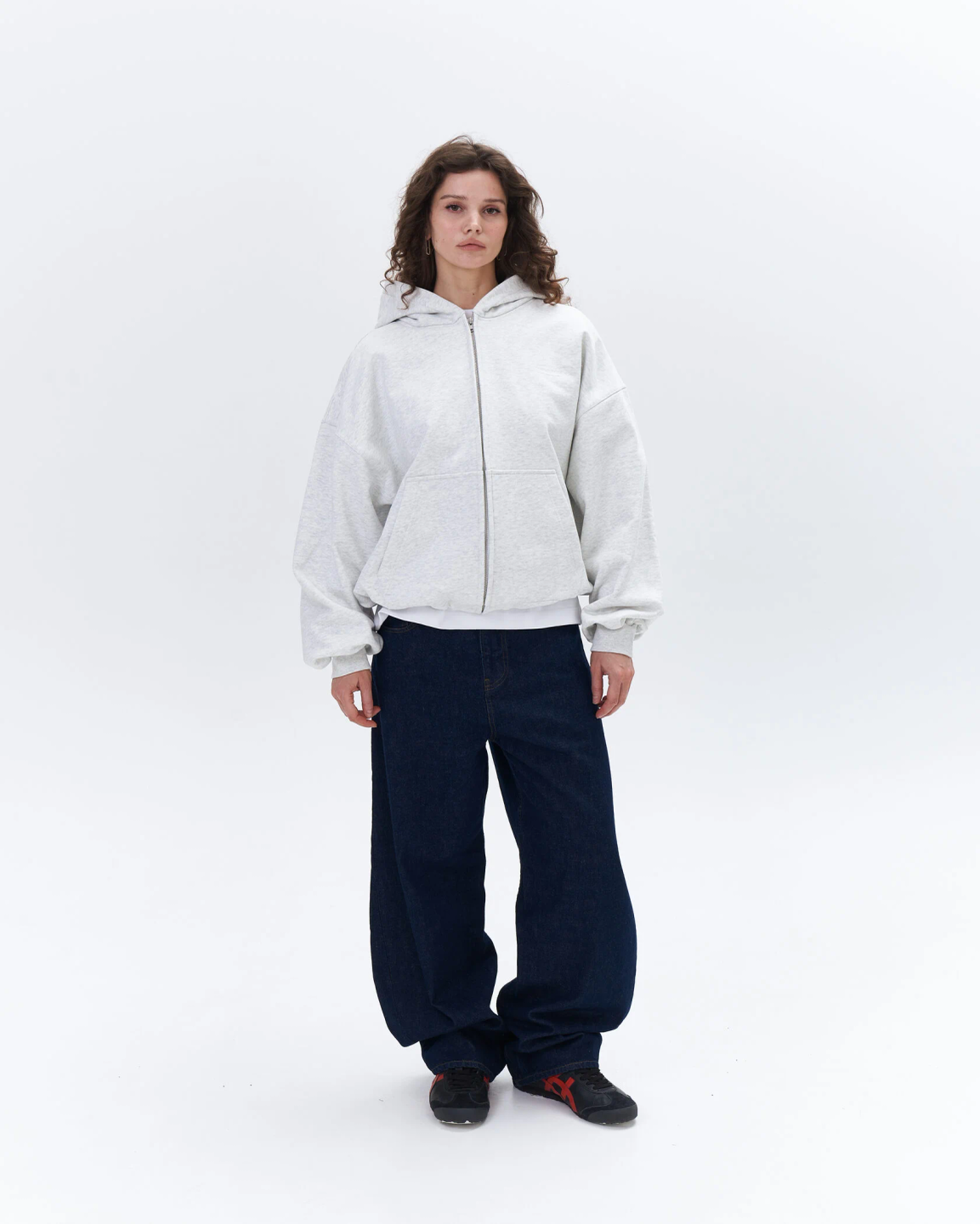 boxy zip hoodie «light melange»