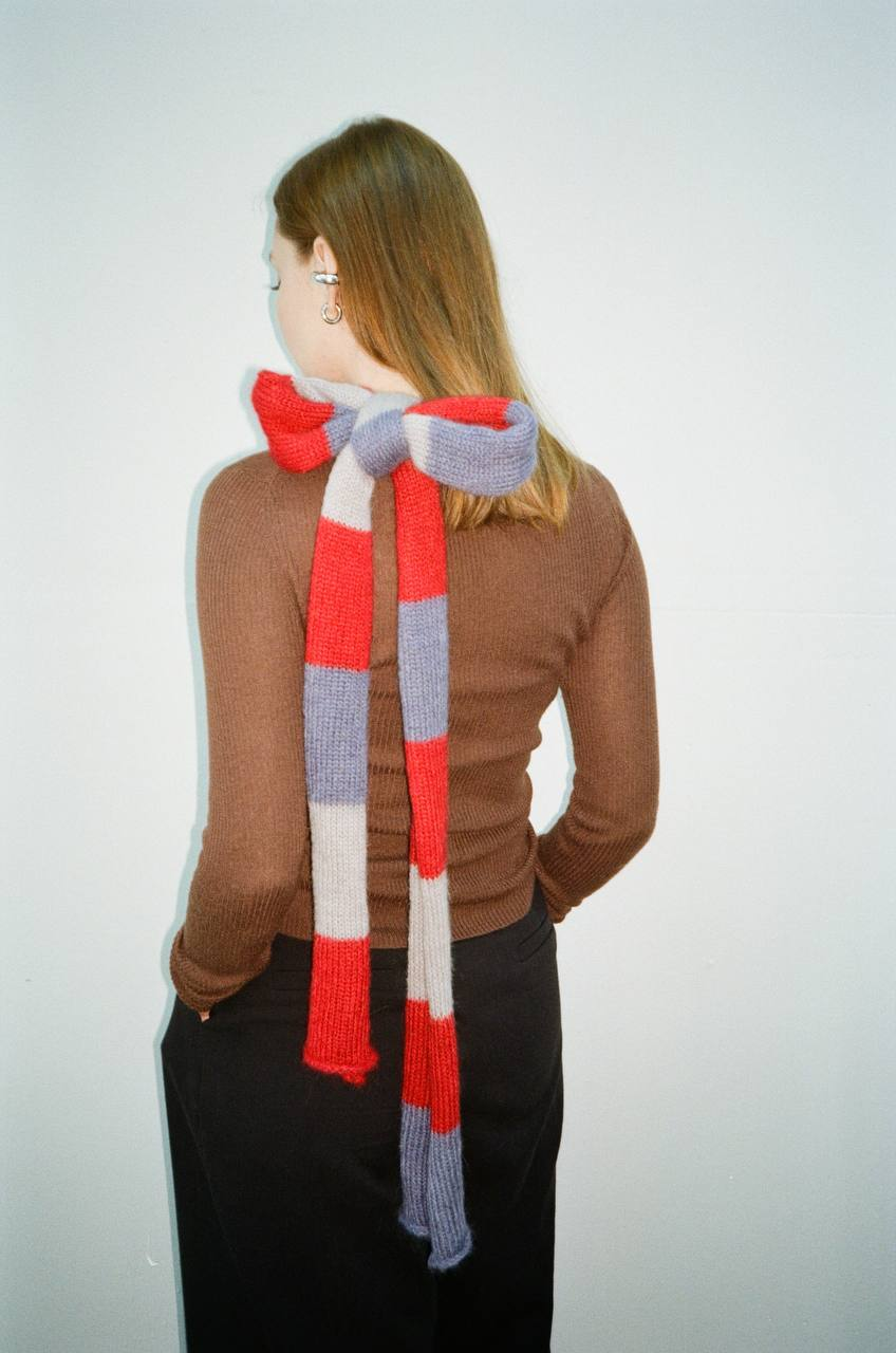 Шарф Snake kid mohair red and grey