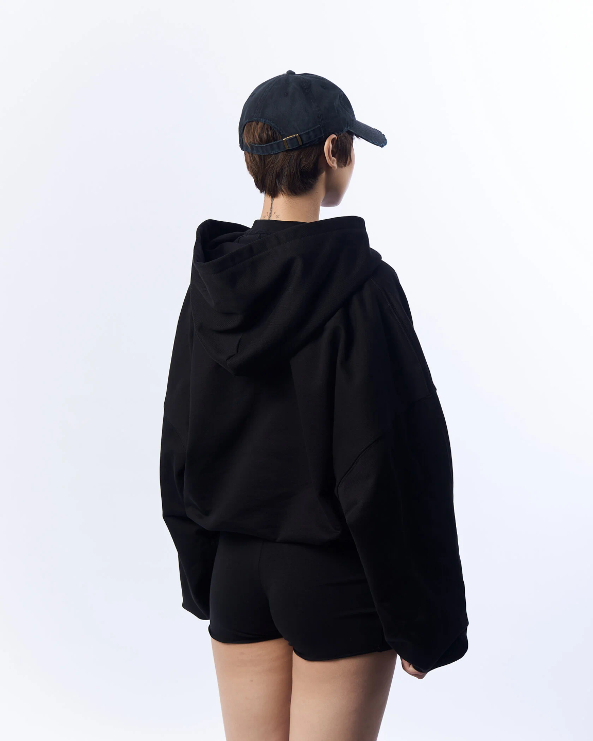 boxy zip hoodie «deep black»