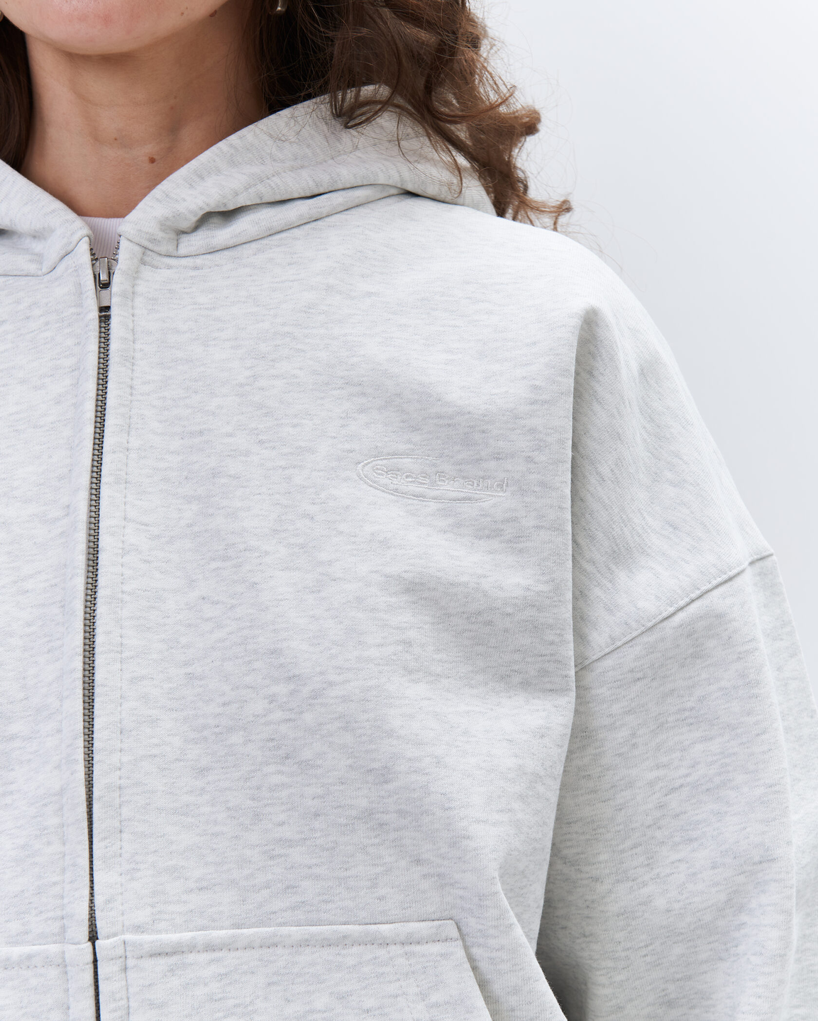 boxy zip hoodie «light melange»