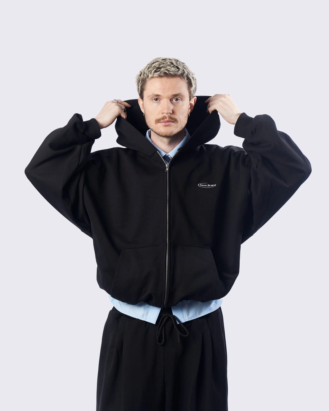 boxy zip hoodie «deep black»