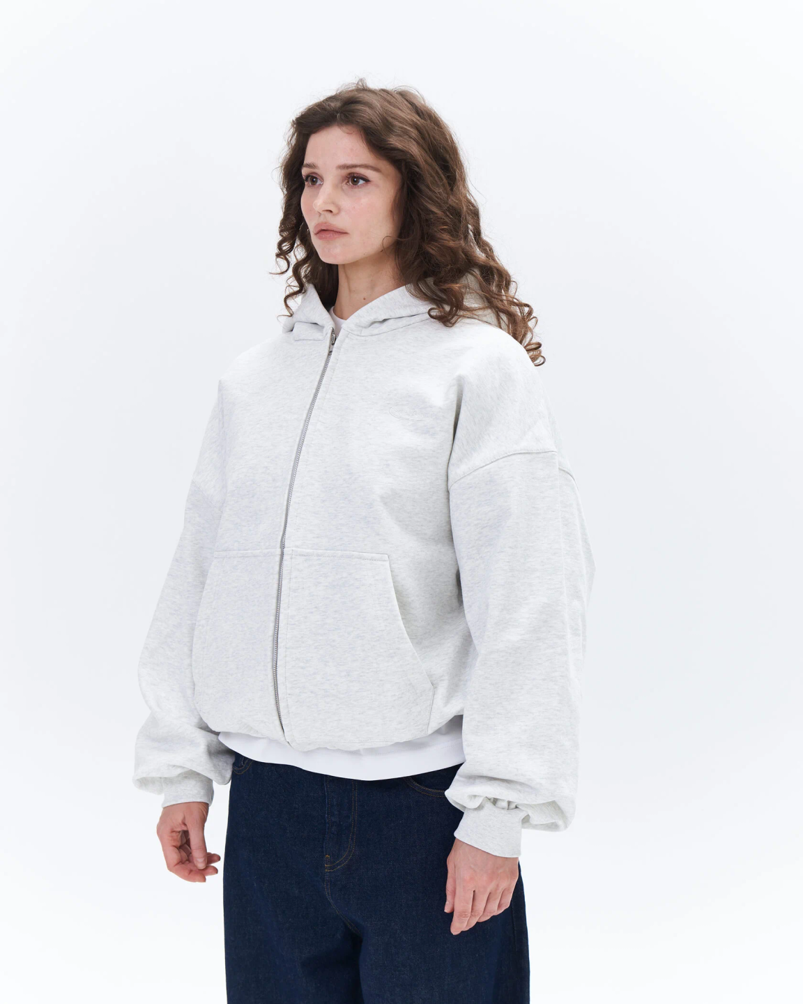 boxy zip hoodie «light melange»