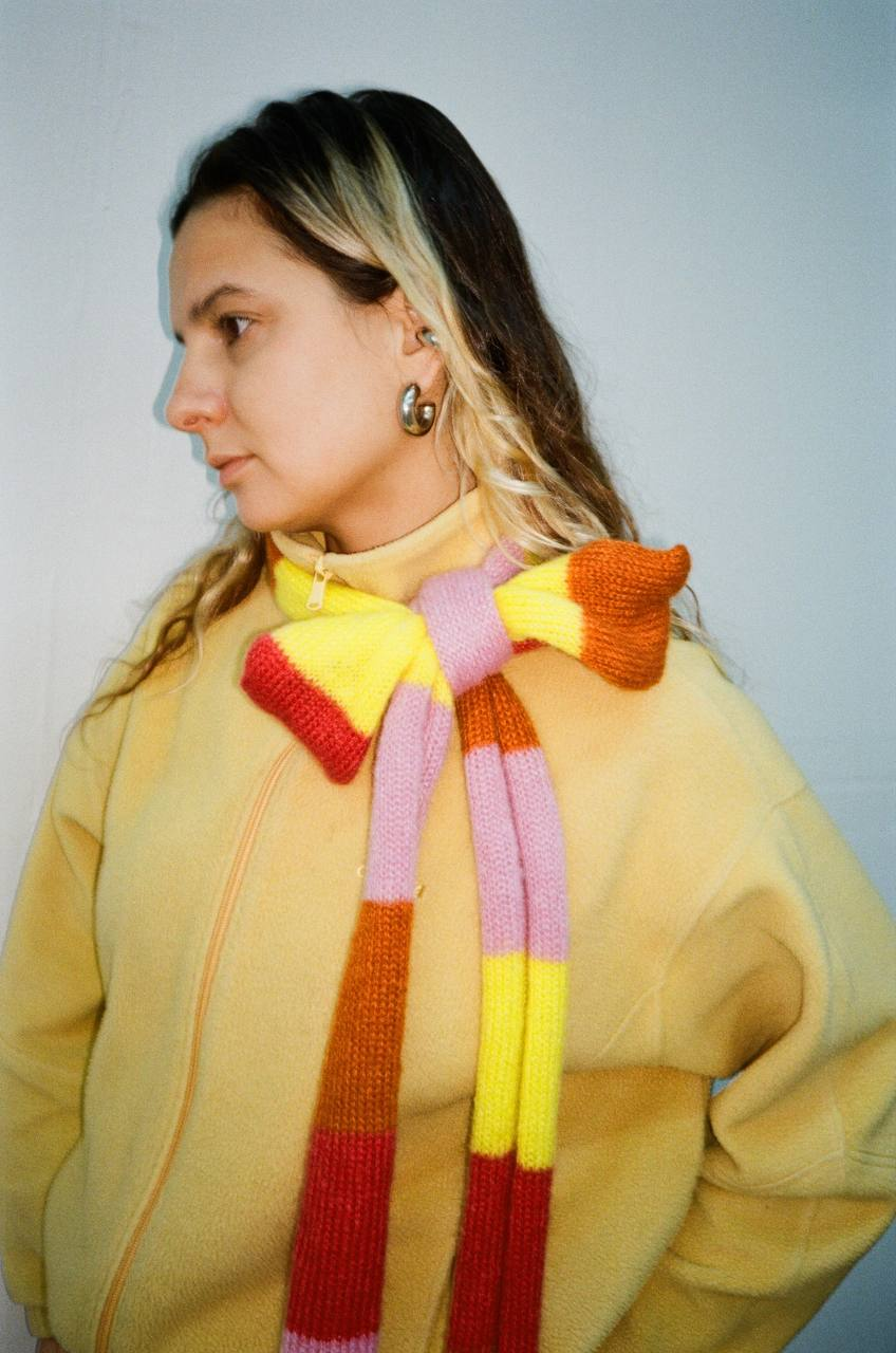 Шарф Snake kid mohair pink and yellow