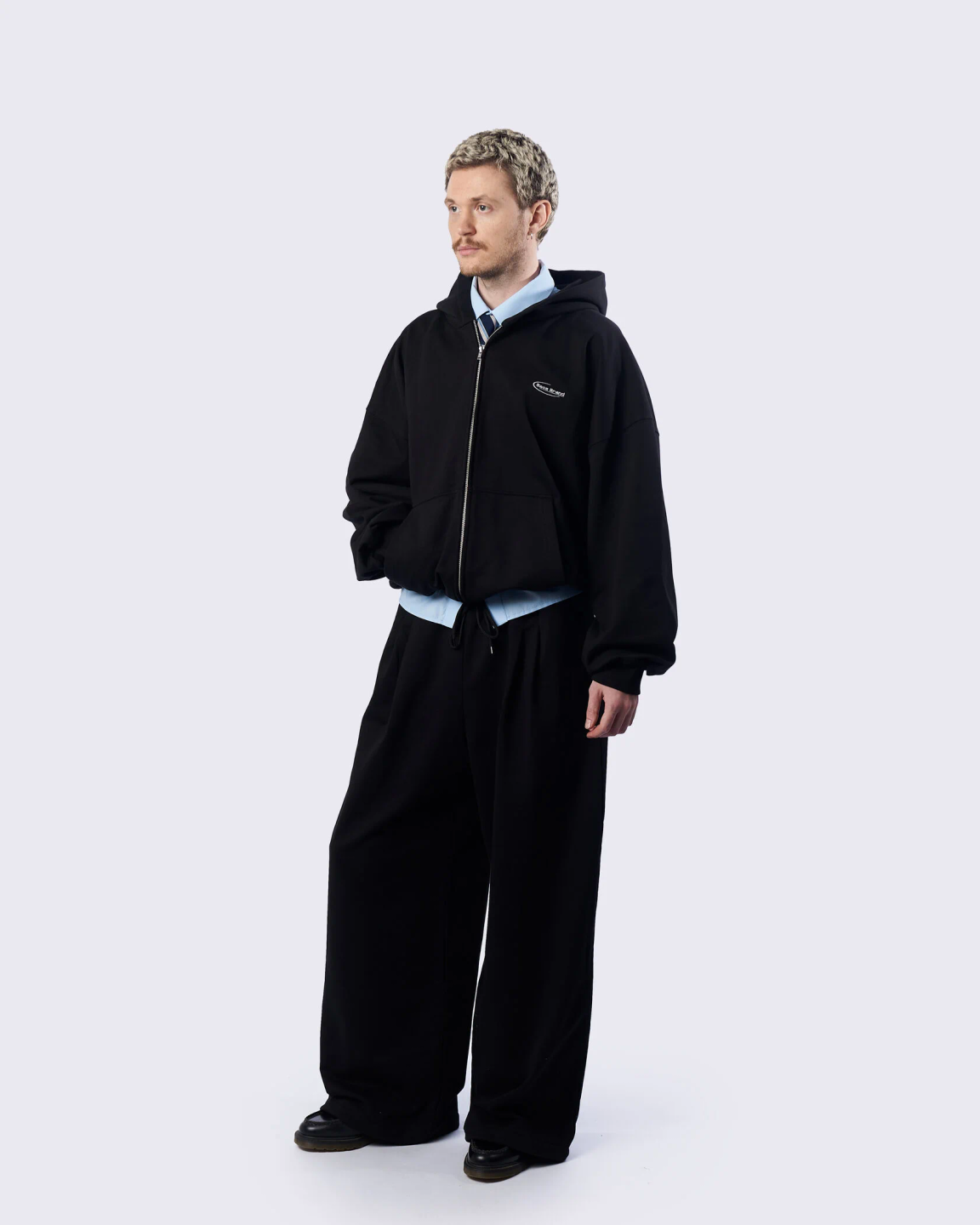 boxy zip hoodie «deep black»